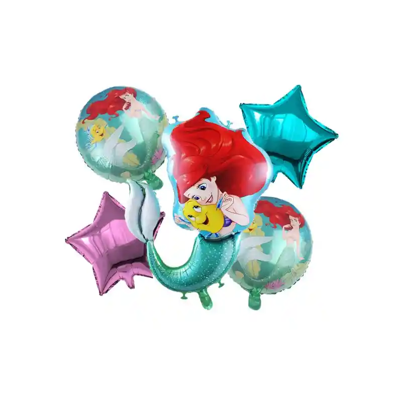 Bouquet De Globos De La Sirenita *5 Piezas