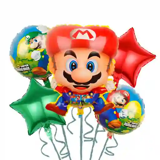 Bouquet De Globos Super Mario*5 Piezas