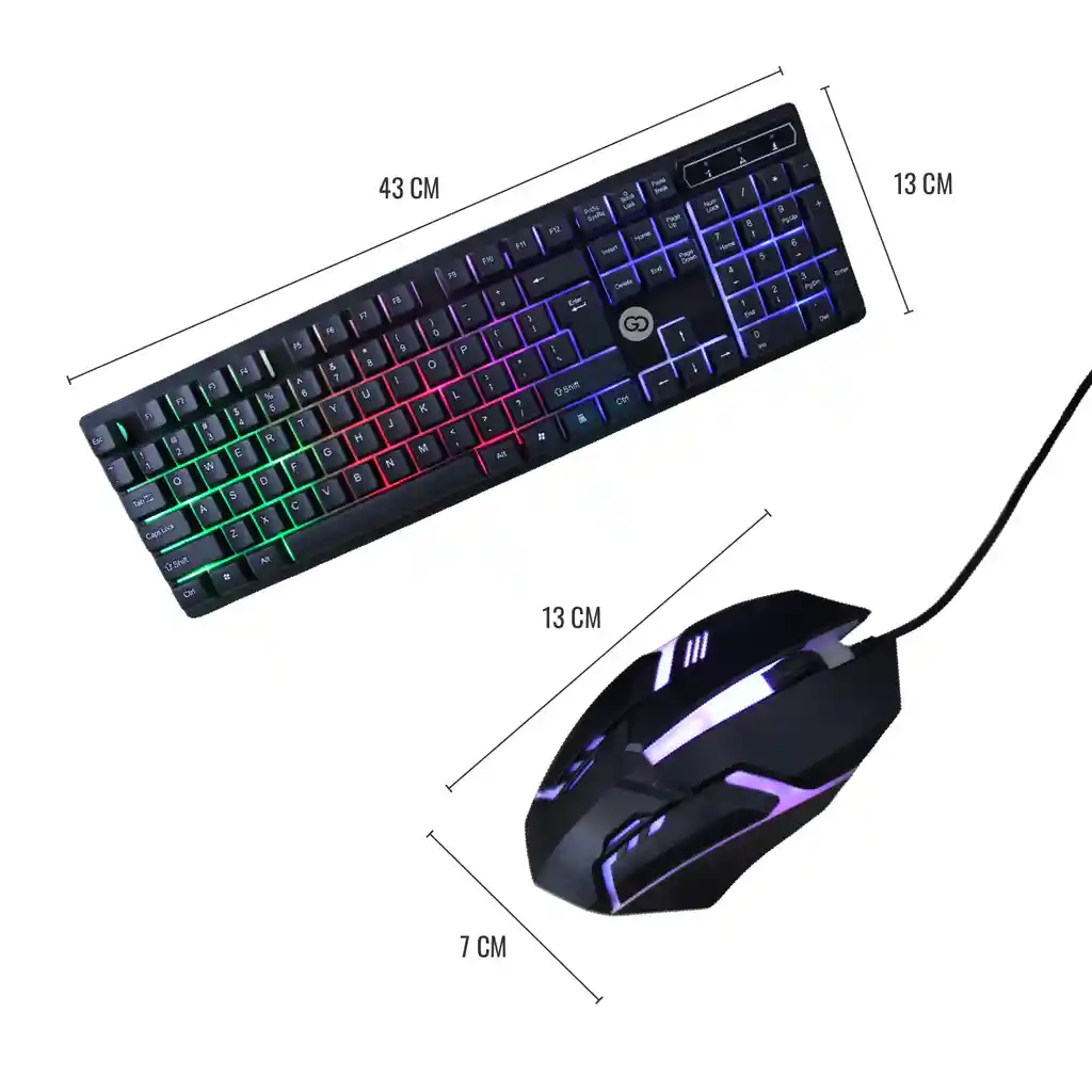 Combo Teclado Mouse Alámbrico Gamer Rgb Ergonómico Waterproof