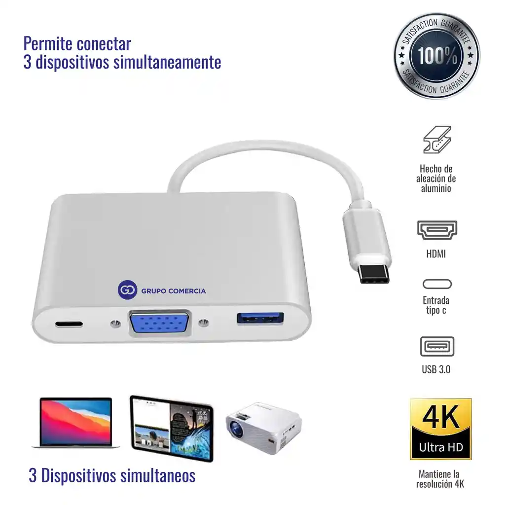 Convertidor Adaptador Tipo C A Vga - Usb Usb C