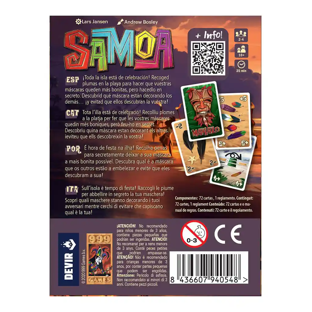 Juego De Mesa Samoa Estrategia En Español Adultos Niños