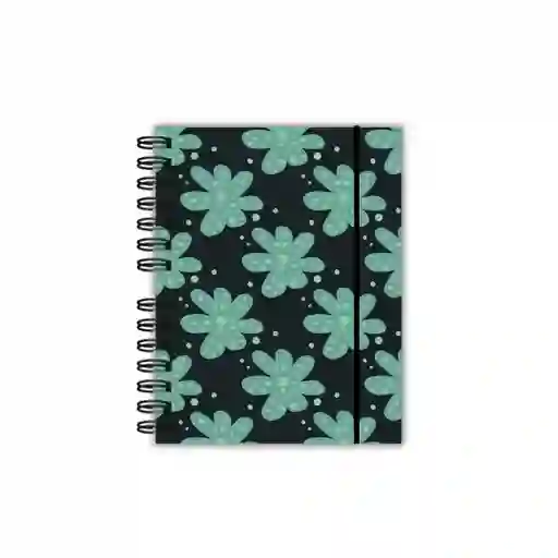 Agenda Semanal Negra Floral Turqueza