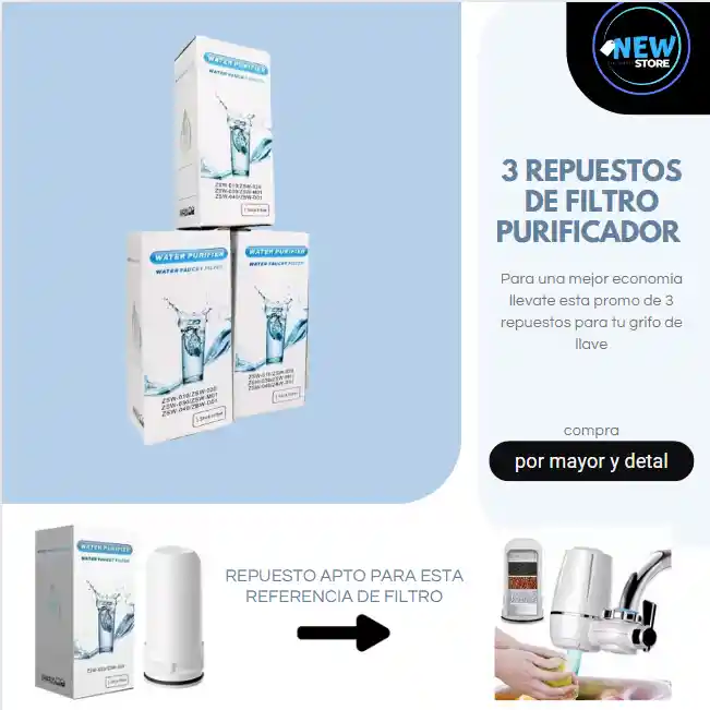 3 Repuestos Filtro Purificador De Agua Para El Grifo