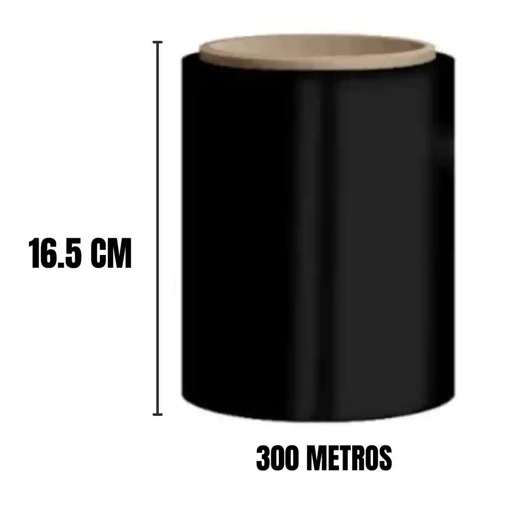 Plastico Strech Vinipel Film Negro 16,5 Cm X 300 Mts