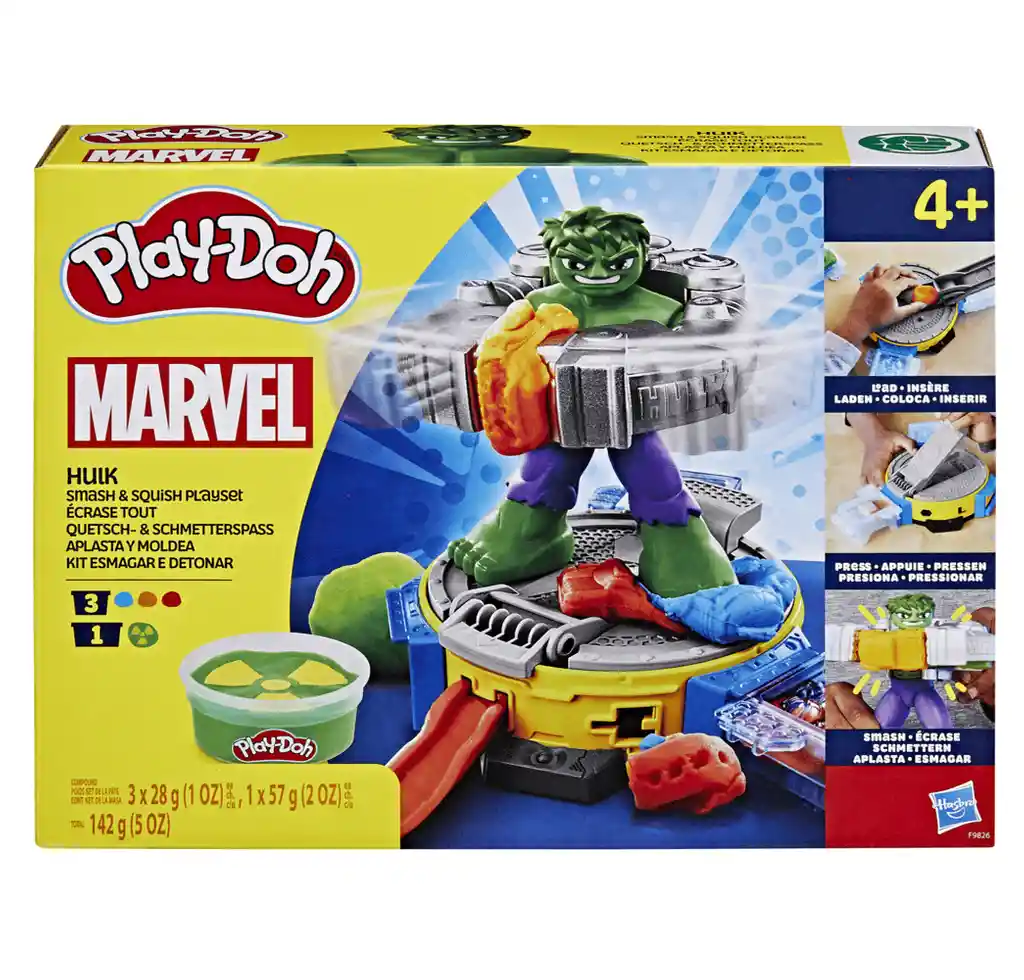 Masas Y Plastilinas Play-doh Marvel Set De Juego Hulk Aplasta Y Moldea