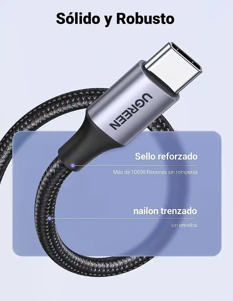 Ugreen Cable Usb-a A Tipo C Reforzado Con Nylón 2m Negro