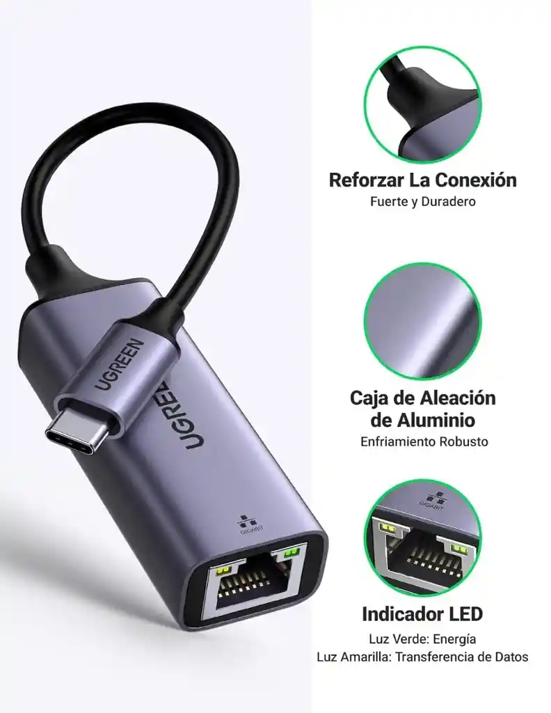 Ugreen Adaptador Usb C A Ethernet, Gigabit 1000mbps