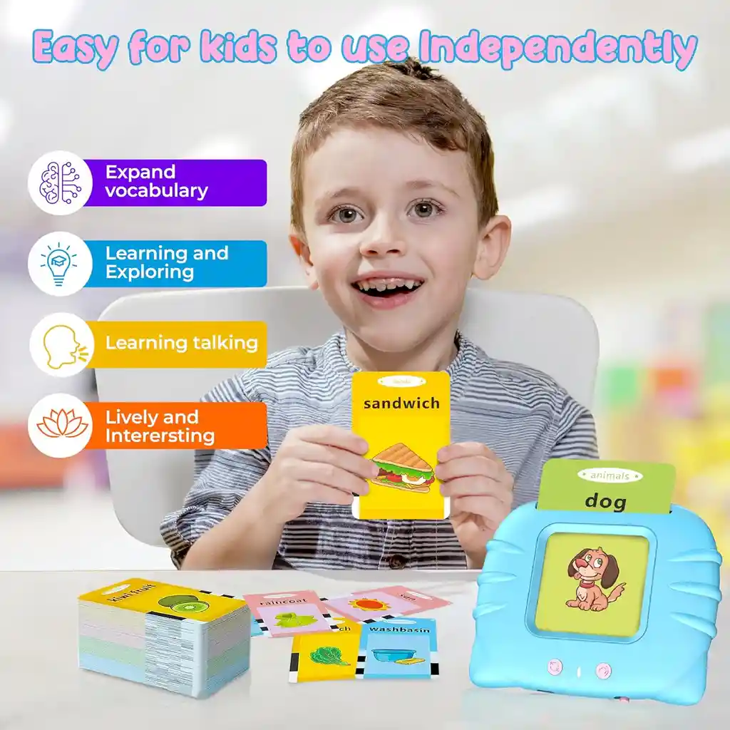 Juego De Tarjetas Flash Parlantes Montessori Con 224 Palabras Visuales Para Niños