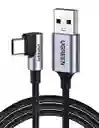 Ugreen Cable Usb C 90 Grados 2m, 18w Carga Rápida Gris