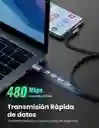 Ugreen Cable Usb C 90 Grados 2m, 18w Carga Rápida Gris