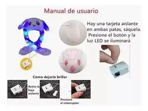 Gorro Niños Kawaii Orejas Movibles Con Luces