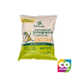 Rosquillas Integrales De Arroz Veganas + Garbanzo + Semillas De Chía Y Linaza Marca Naturela Embalaje De 1 Unidad Por 40g