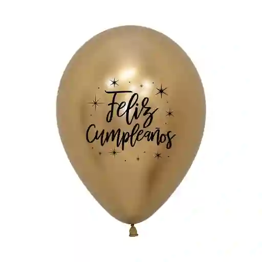 Bombas Globos R12 Reflex Dorado Feliz Cumpleaños Radiante Paquete X 5 Sempertex