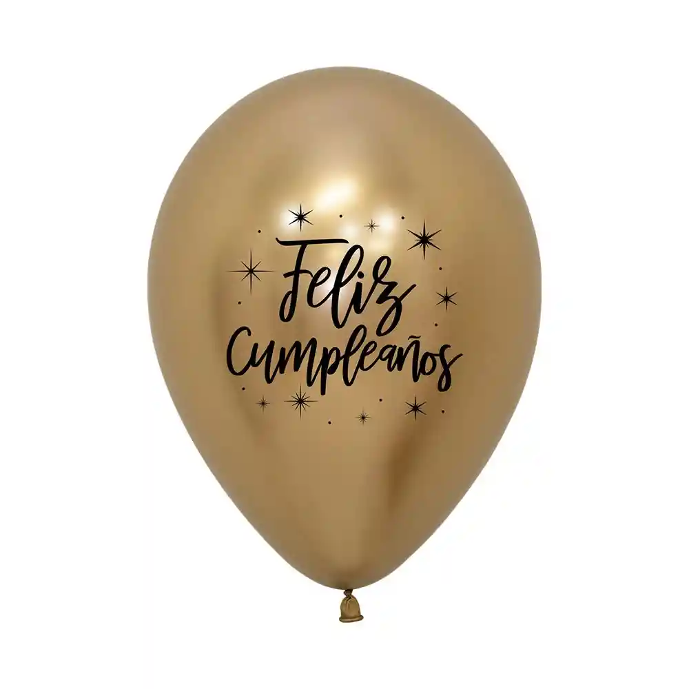 Bombas Globos R12 Reflex Dorado Feliz Cumpleaños Radiante Paquete X 5 Sempertex