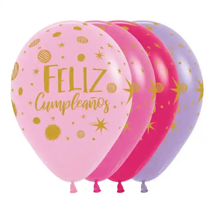 Bombas Globos R12 Fashion Surtido Feliz Cumpleaños Fiesta Destello Paquete X 10 Und Sempertex