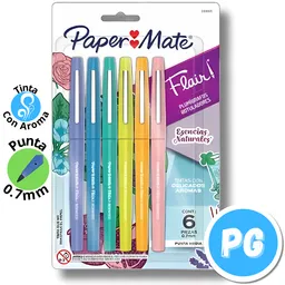 Paquete De Plumigrafo Paper Mate X6 Unds Tonos Pastel Tinta Con Aroma 0.7mm Rotuladores