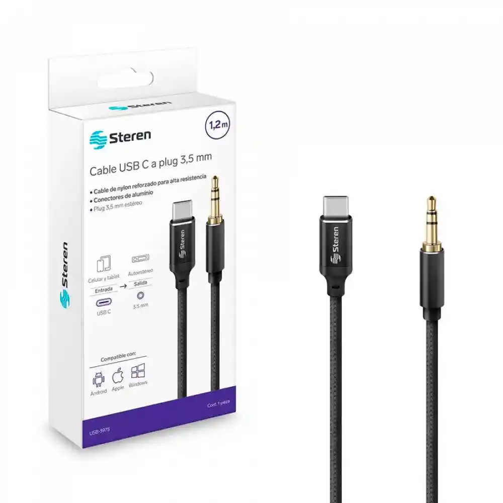 Cable Steren Usb C Plug 3.5mm