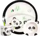 Set De Vajilla 5 Piezas Bambu Oso Panda