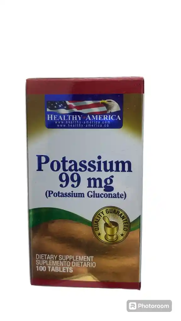 Potassium 99mg 100 Caplets Healthy America