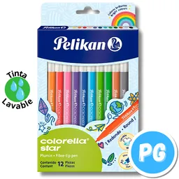 Caja Plumon Pelikan X12 Unds Colorella Star Lavables
