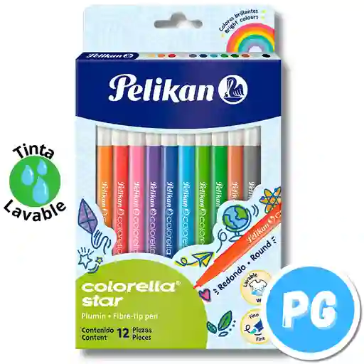 Caja Plumones Pelikan X12 Unds Colorella Star Lavables