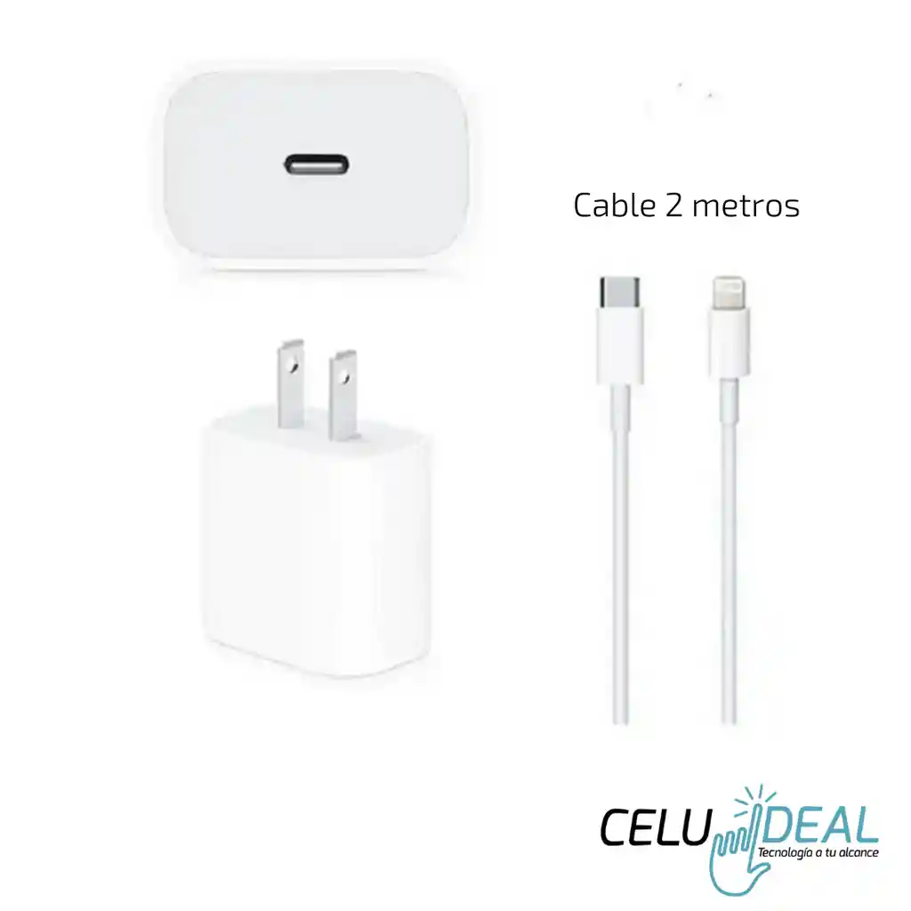 Cargador Iphone Original Carga Rapida 20 W Con Cable Lightning To Usbc 2 Metros