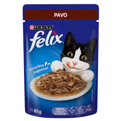 Alimento Humedo Felix Pouch Gato Sobre Pavo 85g Felix Gatos Pouch