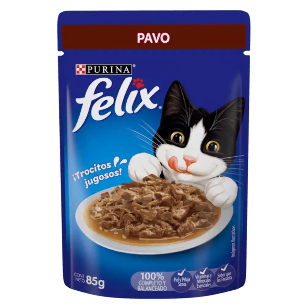 Alimento Humedo Felix Pouch Gato Sobre Pavo 85g Felix Gatos Pouch