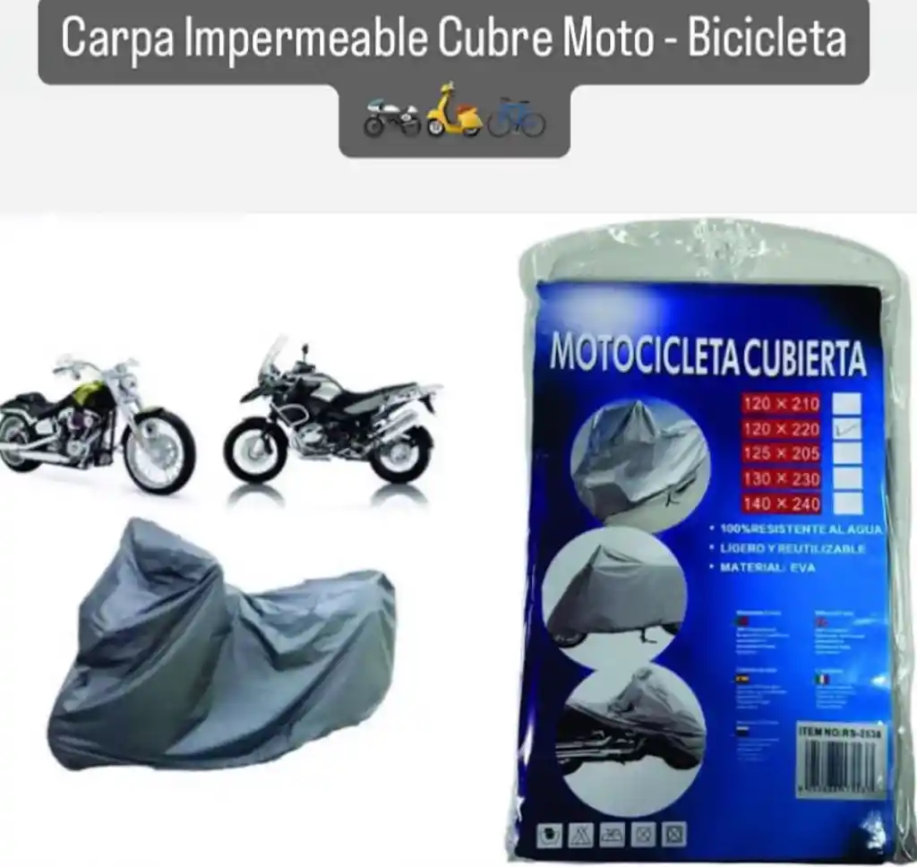 Carpa Cubre Moto Bicicleta Impermeable 120x210 Cm