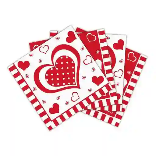 Sempertex Servilleta Corazones Polka Rojo 13 X 13 Cmx 16