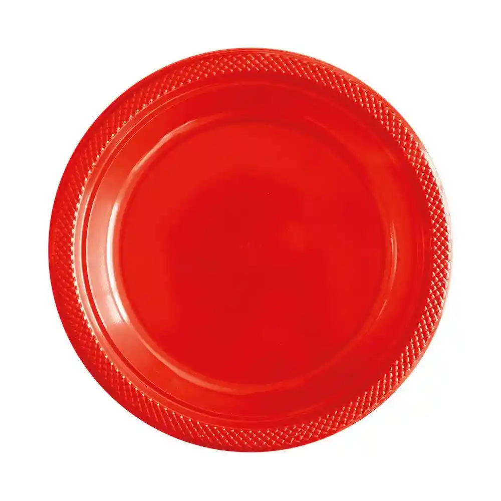 Plato Sempertex Desechable Deluxe Plastico Rojo Grande 9" 23 Cm X 10