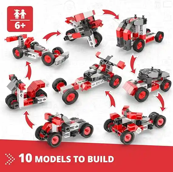 Juguete De Construcción Vehiculos 10 Modelos Bloques Niños