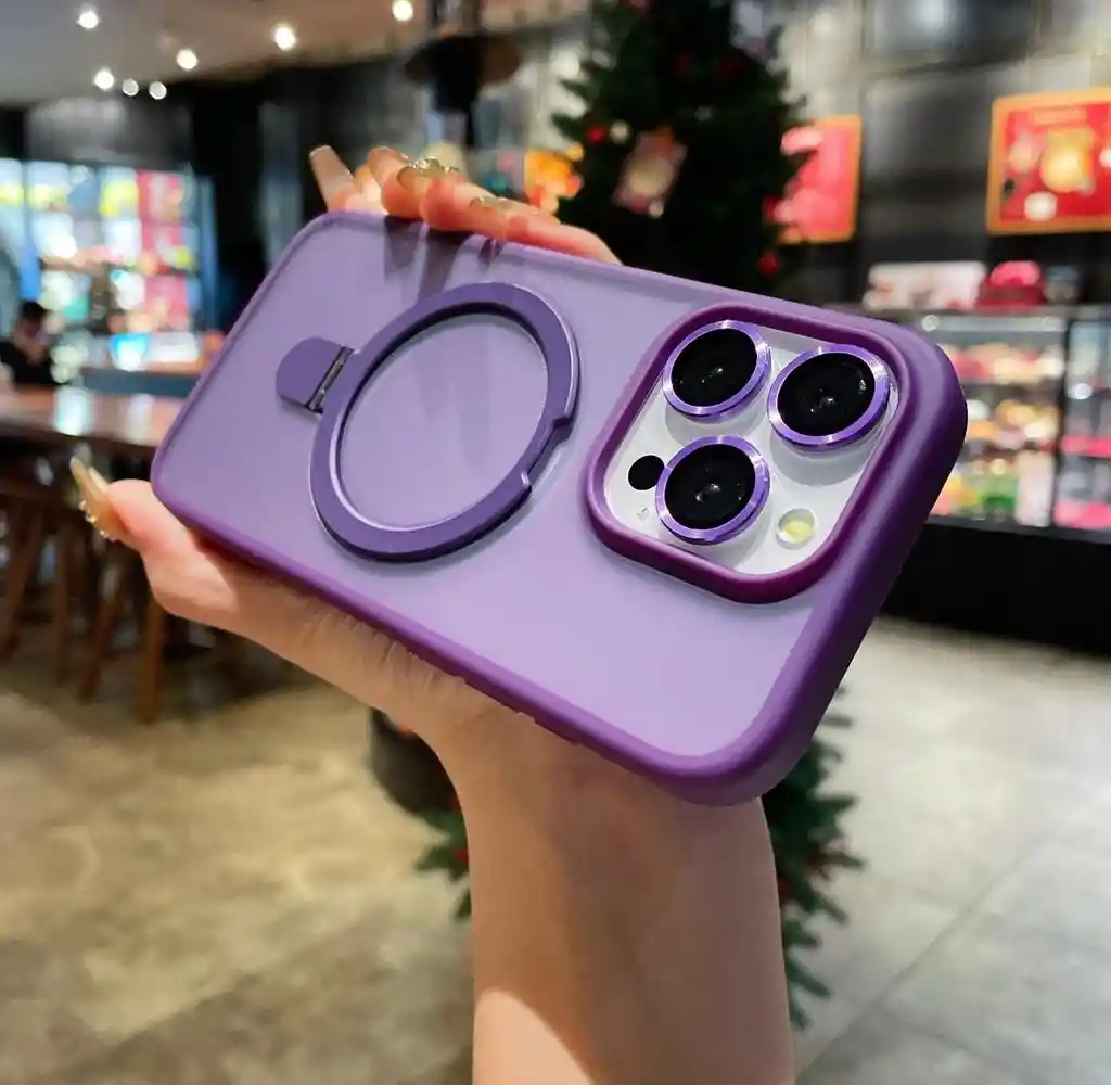 Funda Iphone 13 Pro Con Anillo De Lujo Morado