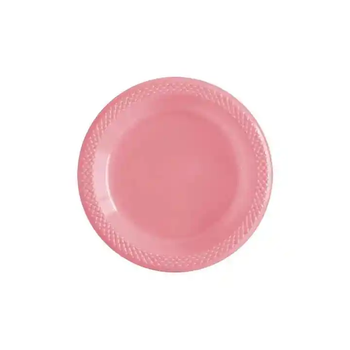 Plato Sempertex Desechable Rosado Pequeño Deluxe Plastico 6" 15 Cm X 10 Sempertex