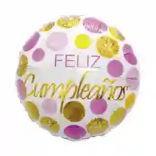 Globo Metalizado Mediano Diseño Feliz Cumpleaños