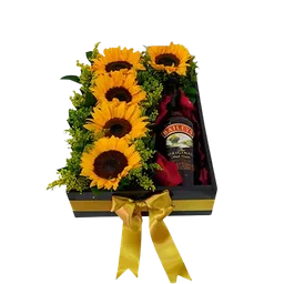 Girasoles Y Baileys En Caja Floral