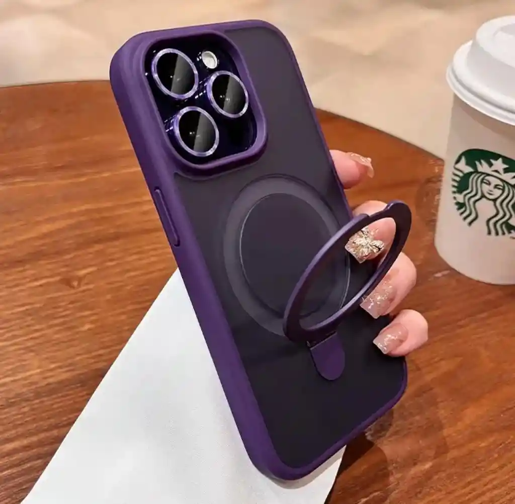 Funda Iphone 14 Pro Max Con Anillo De Lujo Morado