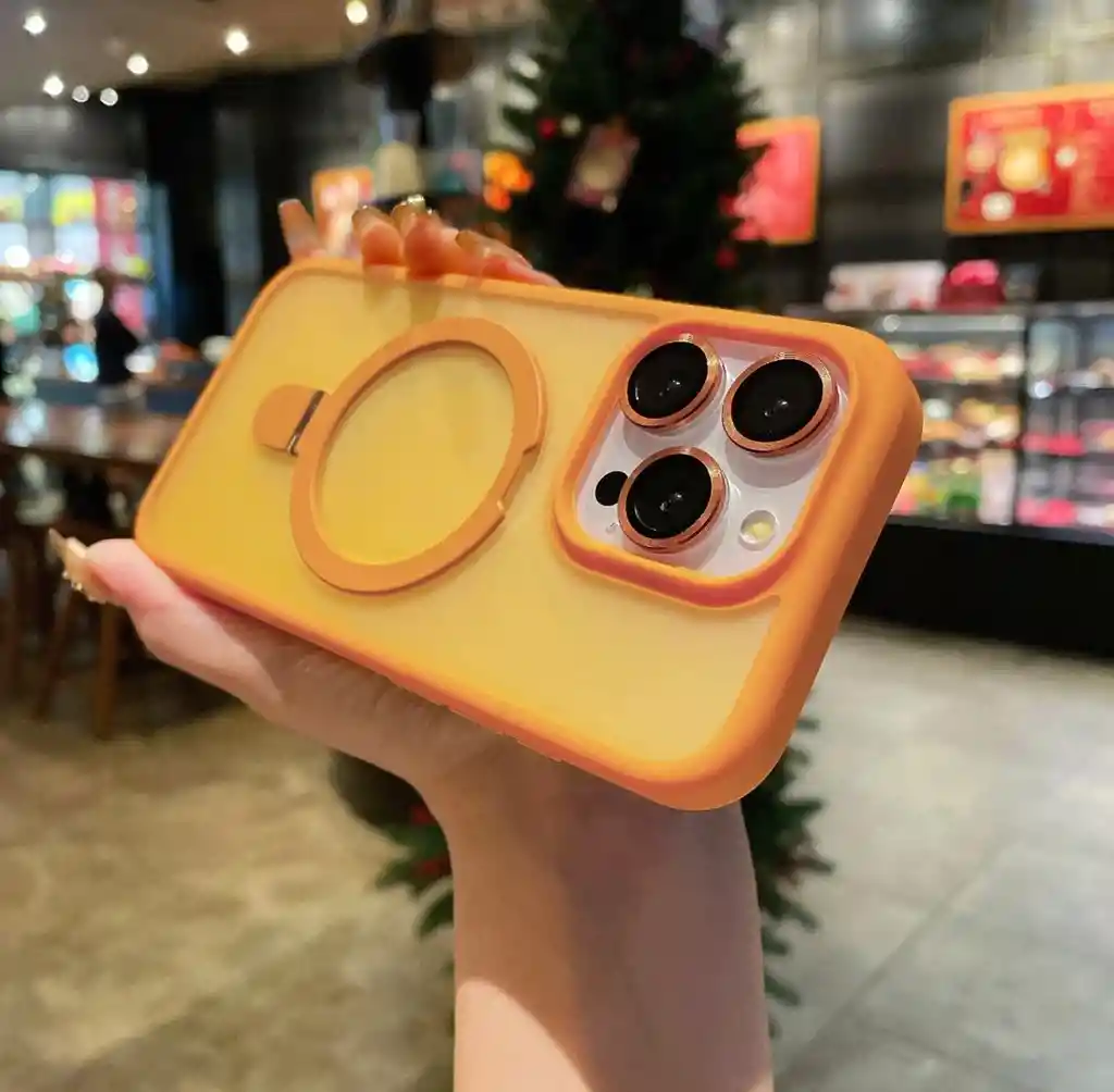 Funda Iphone 14 Plus Con Anillo De Lujo Naranja