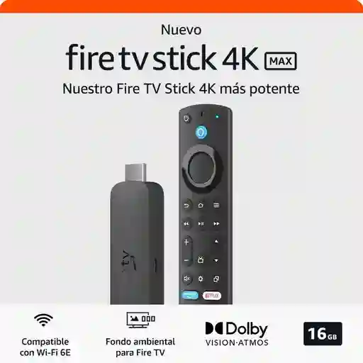 Amazon Fire Tv Stick 4k Max Dispositivo De Streaming Tv Gratis Y En Vivo Y Fondo Ambiental