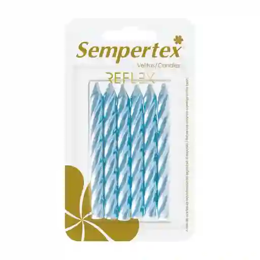 Vela Espiral Perla Azul X 6 Sempertex