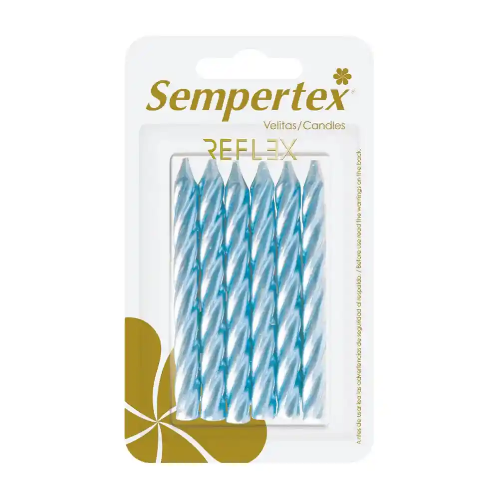 Vela Espiral Perla Azul X 6 Sempertex