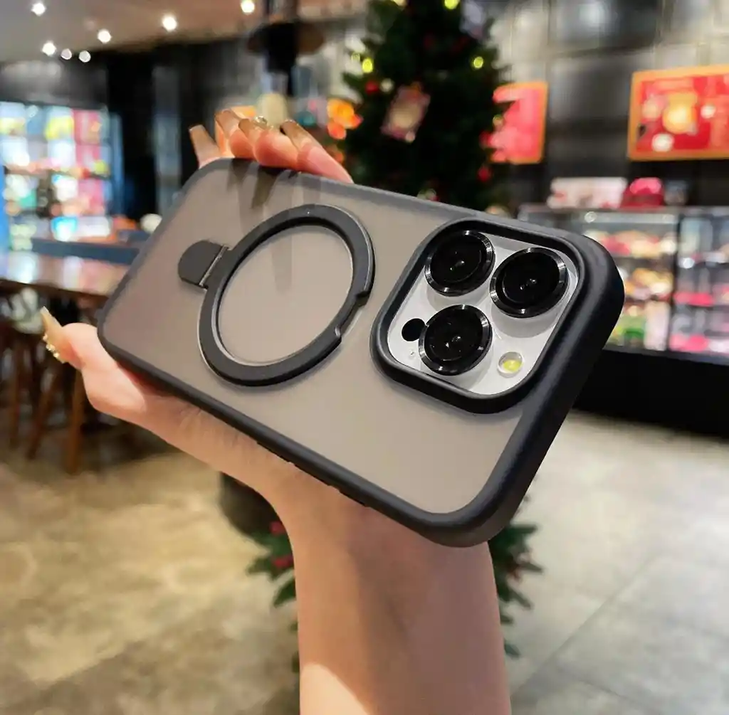 Funda Iphone 15 Plus Con Anillo De Lujo Negro