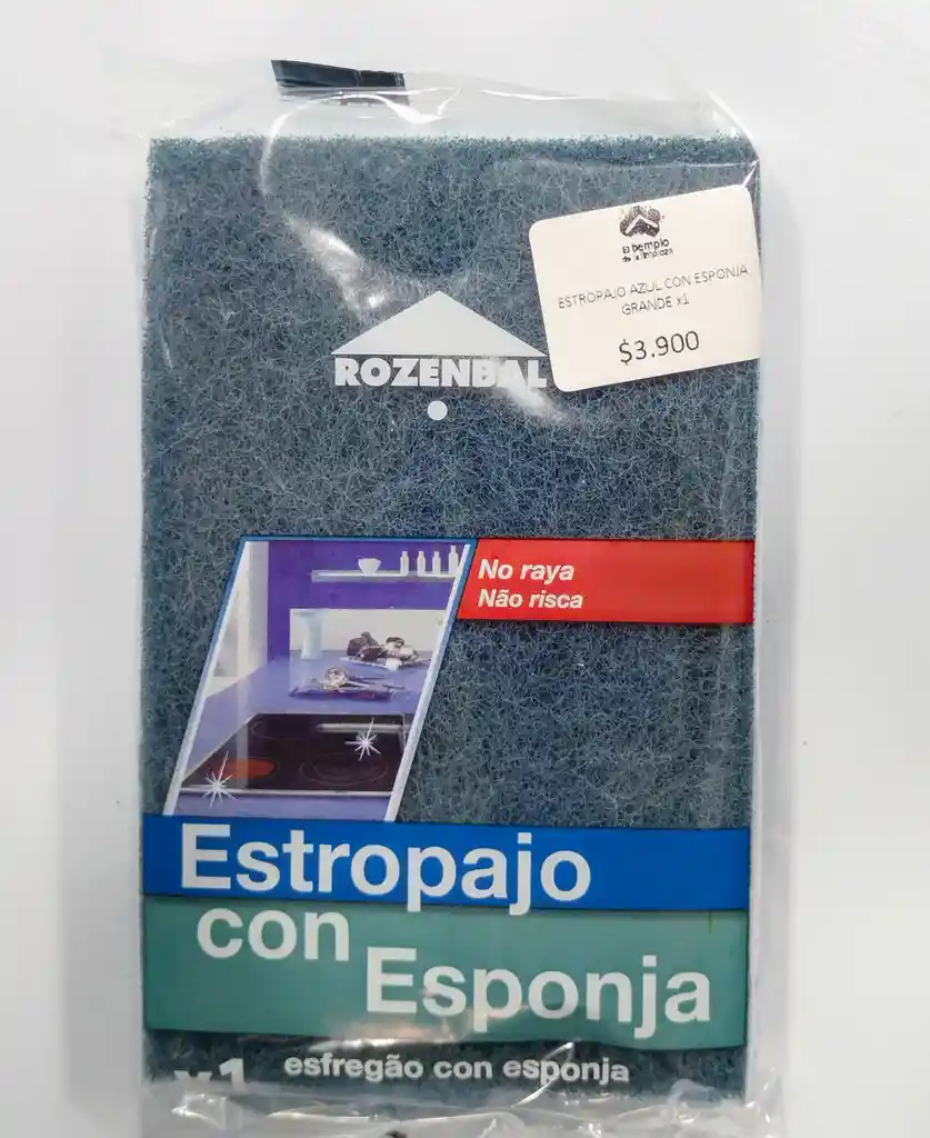 Estropajo Azul Con Esponja Grande X1