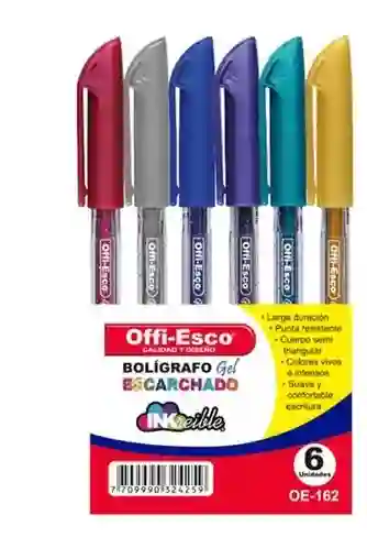 Boligrafo En Gel Escarchado X 6 Unidades