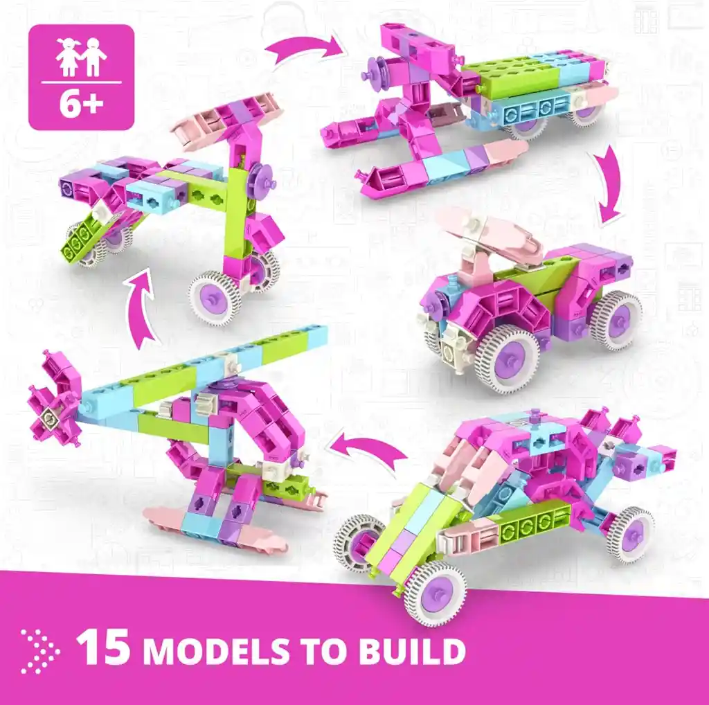 Juego De Construcción Modelos 15 En 1 Para Ensamblar Niñas