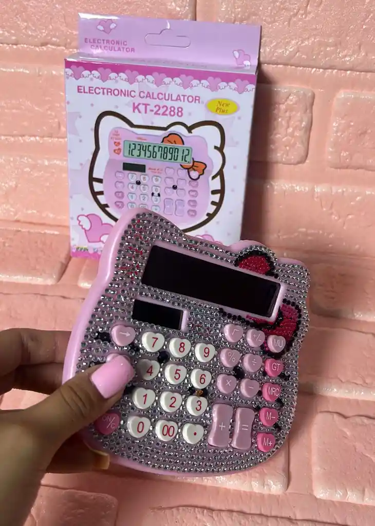 Calculadora Hello Kitty Brillos Rosada