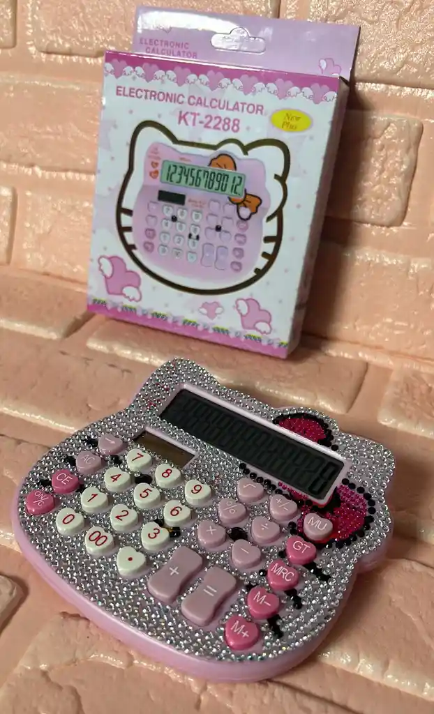 Calculadora Hello Kitty Brillos Rosada