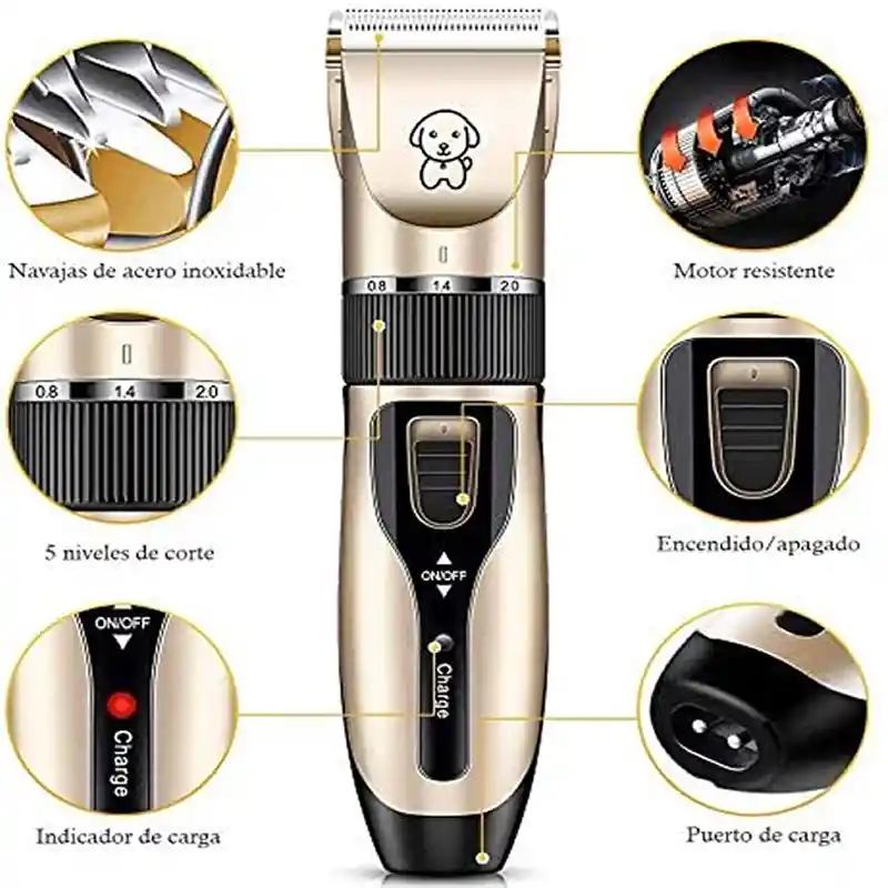 Maquina De Peluquería Canina Kit Mascotas Inalámbrica Full