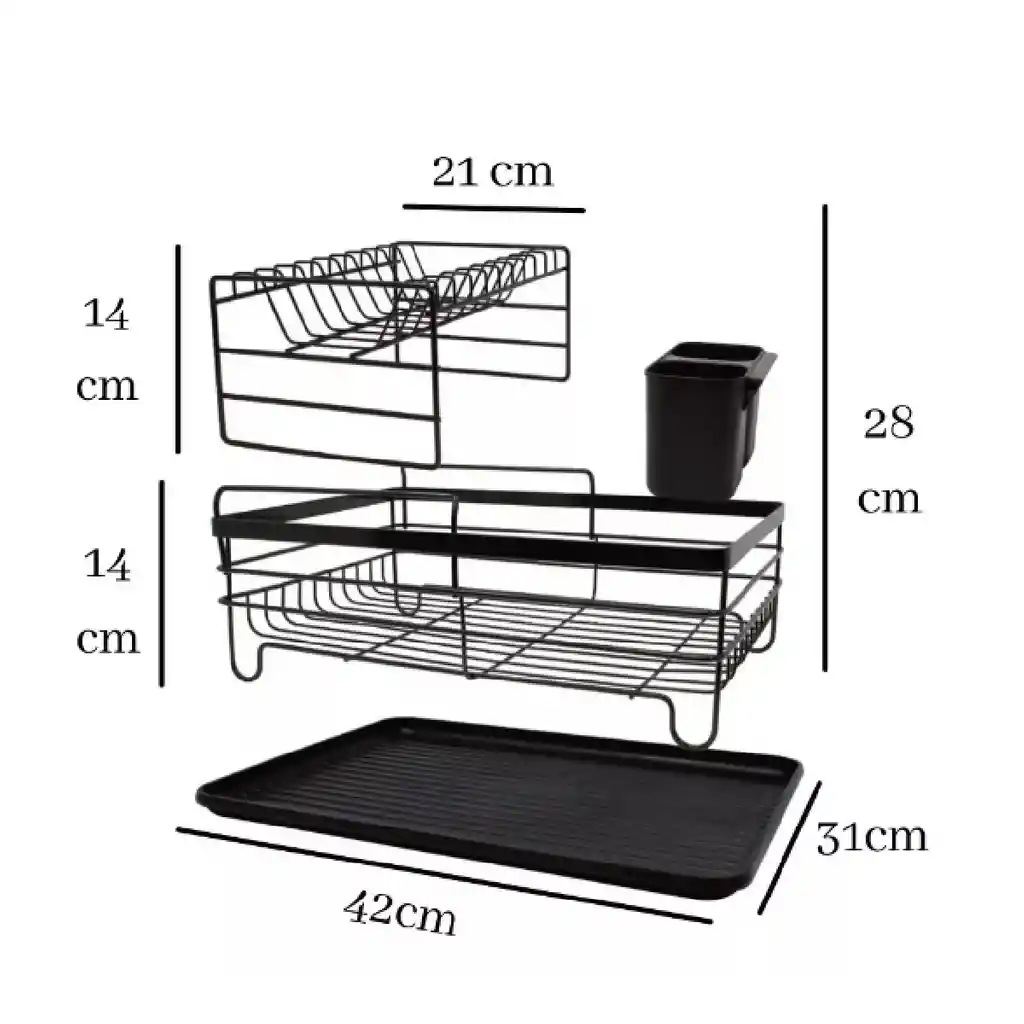 Escurridor De Vajilla Veneza De 2 Niveles Para 9 Platos Color Negro