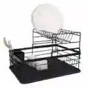 Escurridor De Vajilla Veneza De 2 Niveles Para 9 Platos Color Negro